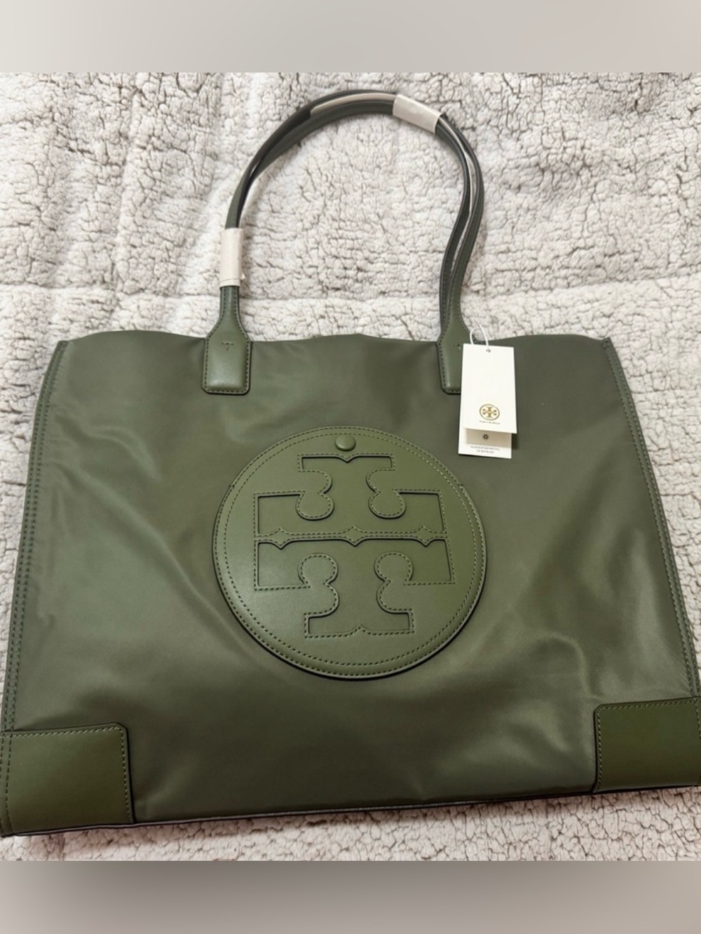 Tory Burch Logo Tote Bag Palm Leaf